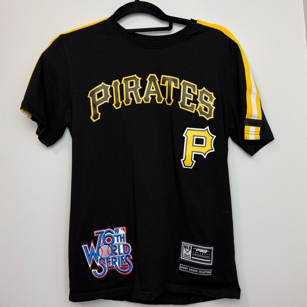 Pittsburgh Pirates Pro Standard Black Gold Logo Taping Top Size Small MLB Shirt